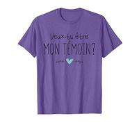 Annonce Demande De Témoin Veux-tu Être Mon Témoin De Mariage T-Shirt, Homme, Violet Chiné, L