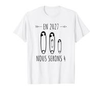 Annonce Deuxième Grossesse Maman Bébé en 2027 Nous Serons 4 T-Shirt Graphique avec Valeur, Homme, Blanc, XL
