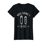 Annonce Grossesse Future Maman Papa - en 2027 Nous Serons 3 T-Shirt Graphique avec Valeur, Femme, Noir, L