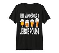 Annonce Grossesse Jumeaux Jumelles Bière Elle Mange pour 3 T-Shirt Haut de Gamme