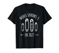 Annonce Grossesse Maman 2eme Bébé - Nous Serons 5 en 2027 T-Shirt Graphique avec Valeur, Homme, Noir, M
