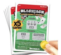 Annonce Grossesse Originale - Lot 5 Cartes à Gratter Blackjack - Surprise "La Famille Va S’Agrandir" - Idée Cadeau Annonce Bébé - Jeu Réaliste - Fabriqué en France