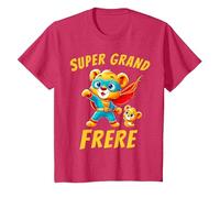 Annonce Grossesse Super Grand Frère - Tee Shirt Futur Frère T-Shirt, Enfant, Rouge Chiné, 6 Ans