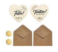 Annonce Grossesse Tata Annonce Grossesse Tonton Pour Future Famille - Cartes Bois Cœur Tu Vas Être Tata Et Tonton Avec Enveloppes Kraft, Sceaux Dorés, Cadeau Surprise Émotionnel 6 Pièces