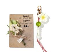 Annonce Grossesse Tata - Coffret Cadeau Future Tata | Porte-Clés Gravé + Fleurs Séchées + Carte de Message | Idée Cadeau Originale pour Annonce Bébé, Futur Tante