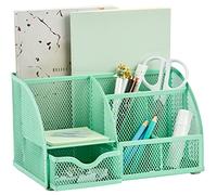 Annova Organiseur de bureau en maille avec 7 compartiments + tiroir/porte-bonbons/stylos/organiseur multifonction (Vert23)