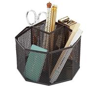 Annova Organiseur de bureau rotatif en maille avec 5 compartiments pour bonbons/stylos pour bureau, fournitures artistiques, rangement, salle de classe, maison (Black)