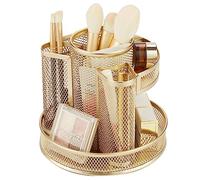 Annova Organiseur de bureau rotatif en maille avec 5 compartiments ronds pour bonbons/stylos, accessoires de bureau, fournitures artistiques, rangement, salle de classe, maison (Gold)