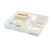 Annova Organiseur de tiroir de Bureau/Plateau de Rangement - Maille métallique avec séparateurs pour stylos, Accessoires de Bureau, Salle de Bain, Cuisine, Maquillage et Fournitures de Bureau (Blanc)