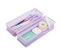 Annova Product image Lot de 2 bacs de rangement en maille pour armoire et étagère - Pour fournitures scolaires et de bureau (violet clair, 22.5x7.5x5cm)
