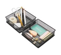 Annova Product image Lot de 2 bacs de rangement en maille pour armoire et étagère - Pour fournitures scolaires et de bureau (noir, 15x15x5cm)