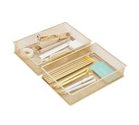 Annova Product image Lot de 2 bacs de rangement en maille pour armoire et étagère - Pour fournitures scolaires et de bureau (doré, 23x15x5cm)