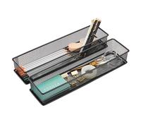 Annova Product image Lot de 2 bacs de rangement en maille pour armoire et étagère - Pour fournitures scolaires et de bureau (noir, 30x7.5x5cm)