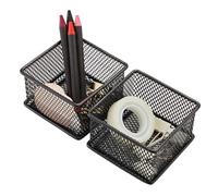 Annova Product image Lot de 2 bacs de rangement en maille pour armoire et étagère - Pour fournitures scolaires et de bureau (noir, 7.5x7.5x5cm)