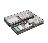 Annova Product image Lot de 2 bacs de rangement en maille pour armoire et étagère - Pour fournitures scolaires et de bureau (noir, 38x15x5cm)