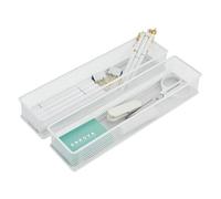 Annova Product image Lot de 2 bacs de rangement en maille pour armoire et étagère - Pour fournitures scolaires et de bureau (Blanc, 30x7.5x5cm)
