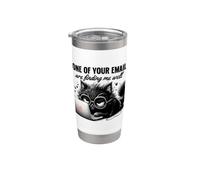 Annoyed Cat Ordinateur portable E-mails Feline Humour Design Gobelet isotherme en acier inoxydable double paroi