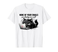 Annoyed Cat Ordinateur Portable E-mails Feline Humour Design T-Shirt