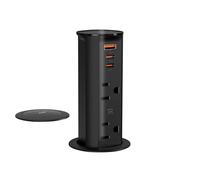 ANNQUAN - Prise pop-up peu encombrante de 5,1 cm pour plan de travail avec ports USB PD20W, 2 prises inviolables, prise pop-up résistante aux éclaboussures, douille