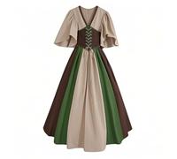 AnnSemo Costume médiéval pour femme - Robe à lacets, style rétro de la Renaissance - Robes de fête gothique, victorien et d'Halloween, taille empire, robe irlandaise traditionnelle
