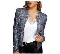 AnnSemo Manteaux à paillettes scintillantes pour femme - Vestes décontractées à manches longues - Cardigan polyvalent - Couleur unie - Coupe amincissante - Manteau d'entraînement élégant pour fête,