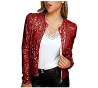 AnnSemo Manteaux à paillettes scintillantes pour femme - Vestes décontractées à manches longues - Cardigan polyvalent - Couleur unie - Coupe amincissante - Manteau d'entraînement élégant pour fête,