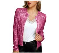 AnnSemo Manteaux à paillettes scintillantes pour femme - Vestes décontractées à manches longues - Cardigan polyvalent - Couleur unie - Coupe amincissante - Manteau d'entraînement élégant pour fête,