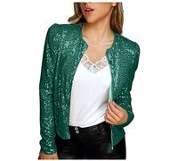 AnnSemo Manteaux à paillettes scintillantes pour femme - Vestes décontractées à manches longues - Cardigan polyvalent - Couleur unie - Coupe amincissante - Manteau d'entraînement élégant pour fête,