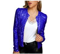 AnnSemo Manteaux à paillettes scintillantes pour femme - Vestes décontractées à manches longues - Cardigan polyvalent - Couleur unie - Coupe amincissante - Manteau d'entraînement élégant pour fête,