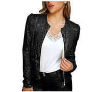 AnnSemo Manteaux à paillettes scintillantes pour femme - Vestes décontractées à manches longues - Cardigan polyvalent - Couleur unie - Coupe amincissante - Manteau d'entraînement élégant pour fête,