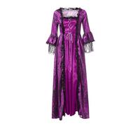 AnnSemo Robe gothique pour femme - Robe vintage médiévale, victorienne, taille empire, robe de costumade et de la Renaissance avec manches trompettes - Costume rétro d'Halloween pour adulte