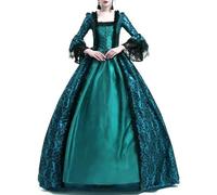 AnnSemo Robe gothique pour femme - Robe vintage médiévale, victorienne, taille empire, robe de costumade et de la Renaissance avec manches trompettes - Costume rétro d'Halloween pour adulte