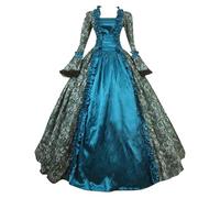AnnSemo Robe victorienne vintage médiévale, taille empire, robe de la Renaissance avec manches trompette, style rétro, gothique, pour cosplay, Halloween, pour femme