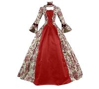 AnnSemo Robe victorienne vintage médiévale, taille empire, robe de la Renaissance avec manches trompette, style rétro, gothique, pour cosplay, Halloween, pour femme