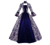 AnnSemo Robe victorienne vintage médiévale, taille empire, robe de la Renaissance avec manches trompette, style rétro, gothique, pour cosplay, Halloween, pour femme