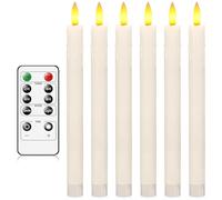 AnnSpa 6 Set Bougies LED Longues sans Flamme Fonctionne sur Batterie avec Télécommande Minuterie, Sans Flamme Lumières pour Party Mariage Halloween Noël Décoration Lampe Maison Décoration - Blanc