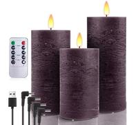AnnSpa Lot de 3 Bougie Led Rechargeable Usb avec Télécommande Minuterie, Flamme Vacillante Bougies Sans Flamme Graduable, Bougie Electrique Bougie Rechargeable Chandelle Led pour Décoration - Purple