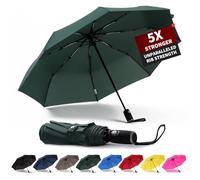 Anntrue Parapluie de voyage coupe-vent, ouverture automatique, léger, compact, portable, pliable, parfait pour voiture, sac à main, homme et femme (vert foncé)