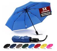 Anntrue Parapluie de voyage coupe-vent, ouverture automatique, léger, compact, portable, pliable, parfait pour voiture, sac à main, homme et femme (bleu ciel)