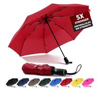 Anntrue Parapluie de voyage coupe-vent, ouverture automatique, léger, compact, portable, pliable, parfait pour voiture, sac à main, homme et femme (bordeaux)