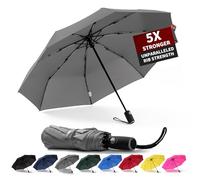 Anntrue Parapluie de voyage coupe-vent, ouverture automatique, léger, compact, portable, pliable, parfait pour voiture, sac à main, homme et femme (gris)