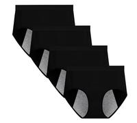 Anntry Culotte Menstruelle pour Femmes Adolescentes sous-vêtements Anti-fuites Physiologique en Coton de Protection à la Période Post-Partum Taille Haute Slips (M, 4Noir)