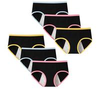 Anntry sous-vêtements en Coton pour Adolescentes Pantalons menstruels Culottes étanches Culottes Solides Taille Moyenne pour Adolescentes de 10 à 18 Ans (Lot de 6) (Doit être utilisé avec des tampons)