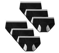 Anntry sous-vêtements en Coton pour Adolescentes Pantalons menstruels Culottes étanches Culottes Solides Taille Moyenne pour Adolescentes de 10 à 18 Ans (Lot de 6) (Doit être utilisé avec des tampons)