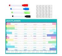 Annual Dry Erase Calendar 2025 | Thick Paper Erasable Wall Planner for Home, Work, and Classroom Use | Convenient Yearly Organizer 2025 Annual Planner Dry Erase Calendar