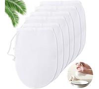Annvchi Annvchi Lot de 6 sacs à lait de noix, chiffon filtrant, lait d'amande, chiffon filtrant polyvalent lavable en nylon durable, pour lait de noix, jus de fruits, lait de soja, café, jus de