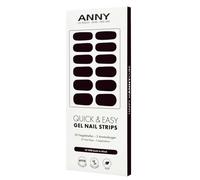 ANNY Gel Nail Strips - Film pour ongles UV à coller avec lampe UV - Durable et sans éclats - Facile à utiliser - Couleur : dos to black - Noir classique - N° 90