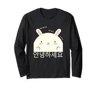 Annyeonghaseyo Lapin Souriant Mignon Hangul Coréen Alphabet Manche Longue