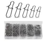 Annyswit 100 pièces/5 Tailles Snap de pêche pour swivels Set 2# 1# 0# 00# 000# Quick Change Truite Mousqueton Snaps avec Duo Lock Easy Snap pour leurres et Poissons prédateurs Köder Swivels