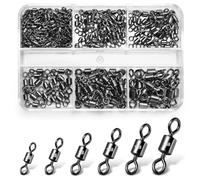 Annyswit 200/300 Pièces Swivel Connecteur 4# 6# 8# 10# 12# 14# Émerillons de Pêche Haute Emerillon Peche Émerillon Solide Anneaux Émerillons à Grande pour Éviter l'Enchevêtrement des Lignes